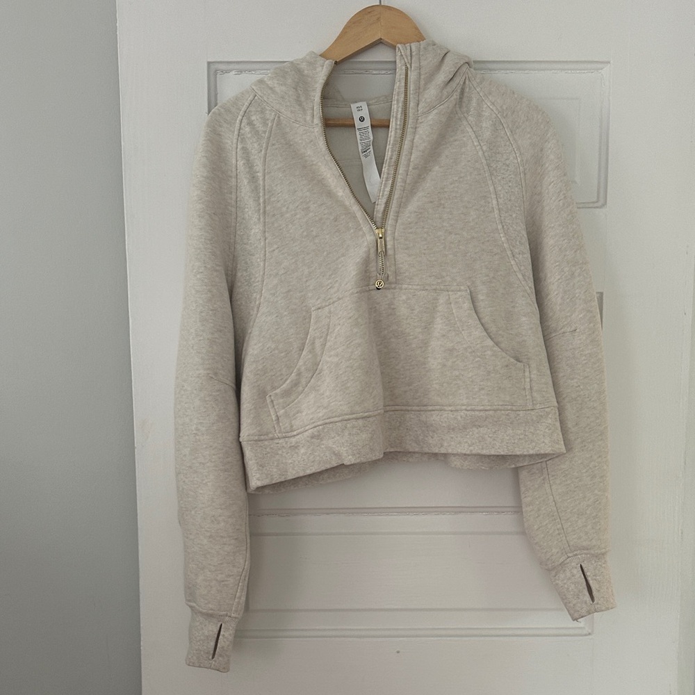 Lululemon Heather Bone/Gold Half Zip Oversized Cropped Scuba XS/S